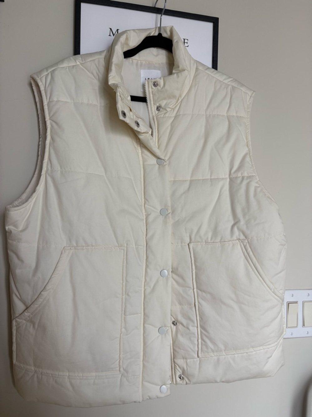 Le Lis Cream Quilted Puffer Vest